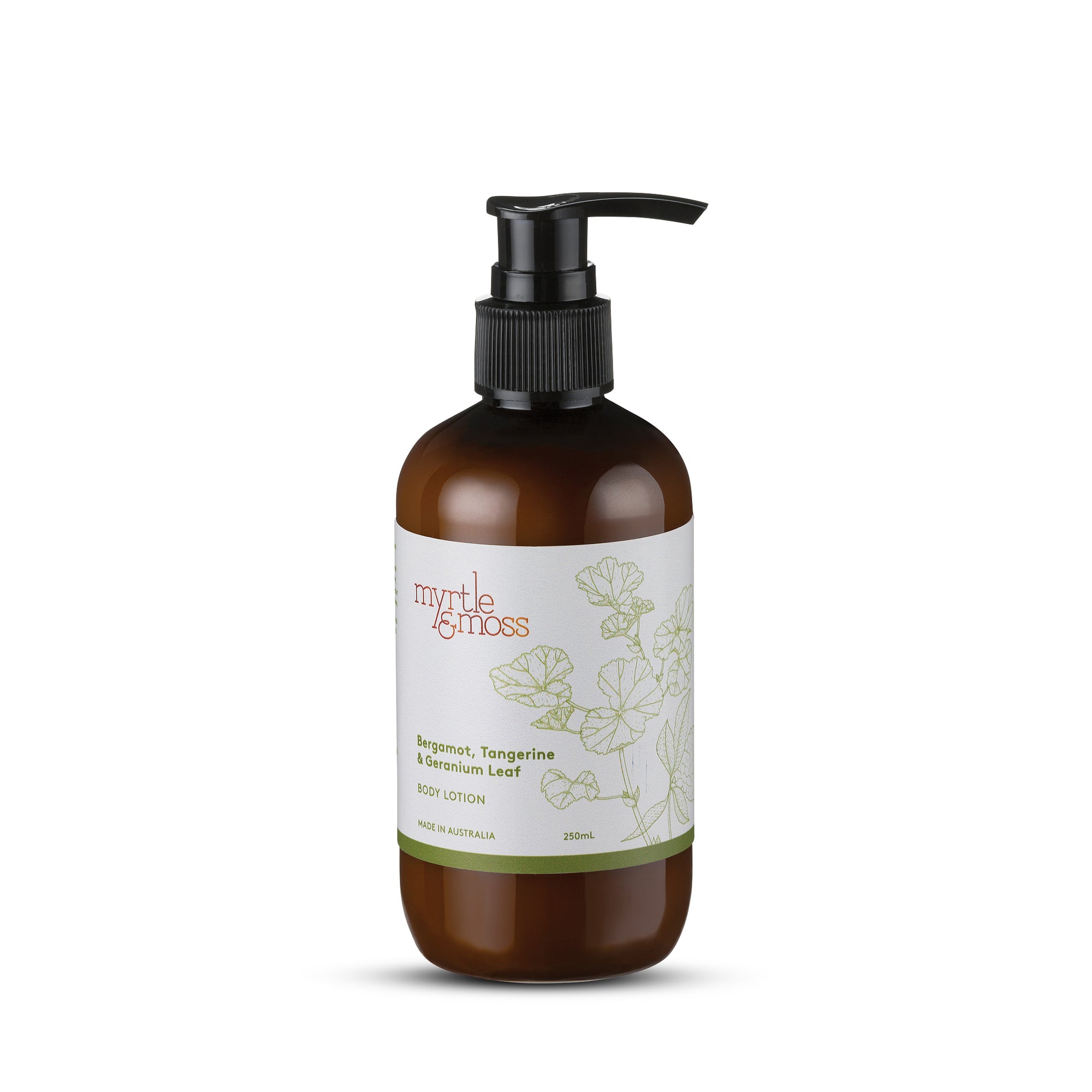 Pump bottle of Bergamot, Tangerine and Geranium Leaf Body Lotion.