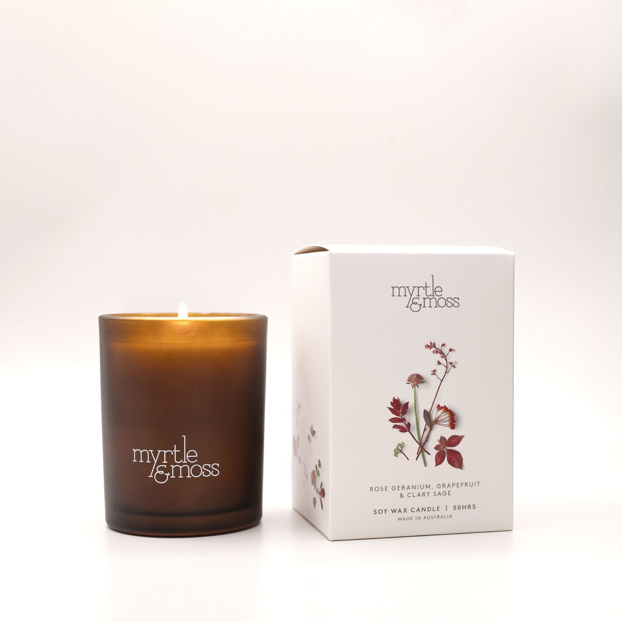 Soy Wax Candle / Large 50HR ~ Rose Geranium, Grapefruit &amp; Clary Sage