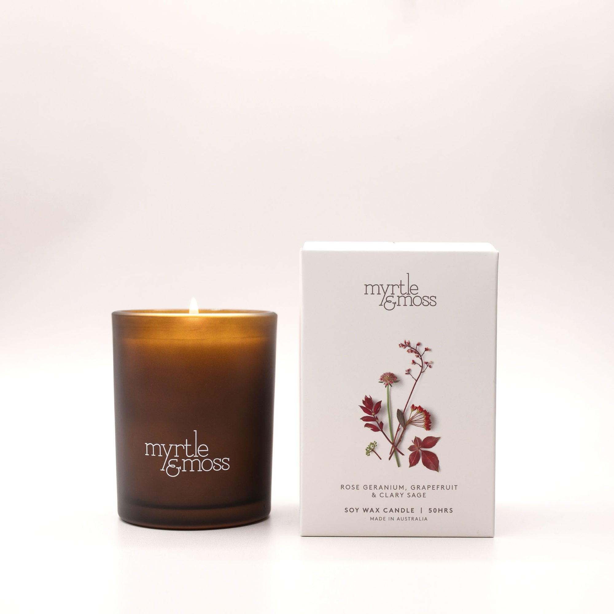Soy Wax Candle / Large 50HR ~ Rose Geranium, Grapefruit &amp; Clary Sage